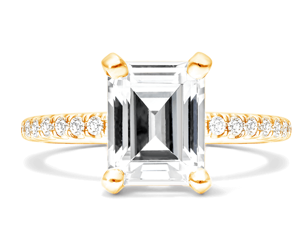 A pavé engagement ring in yellow gold.