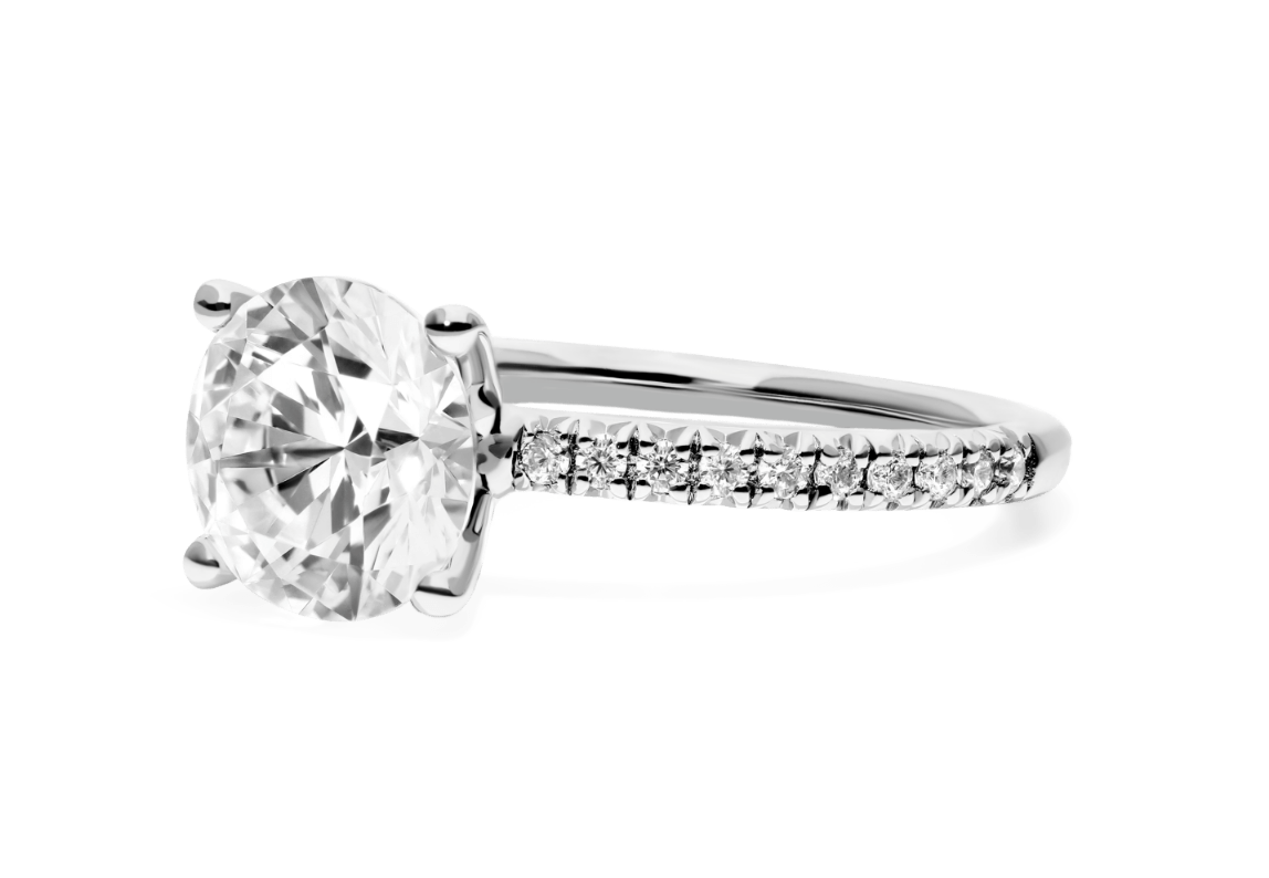 Platinum Petite Pave Engagement Ring