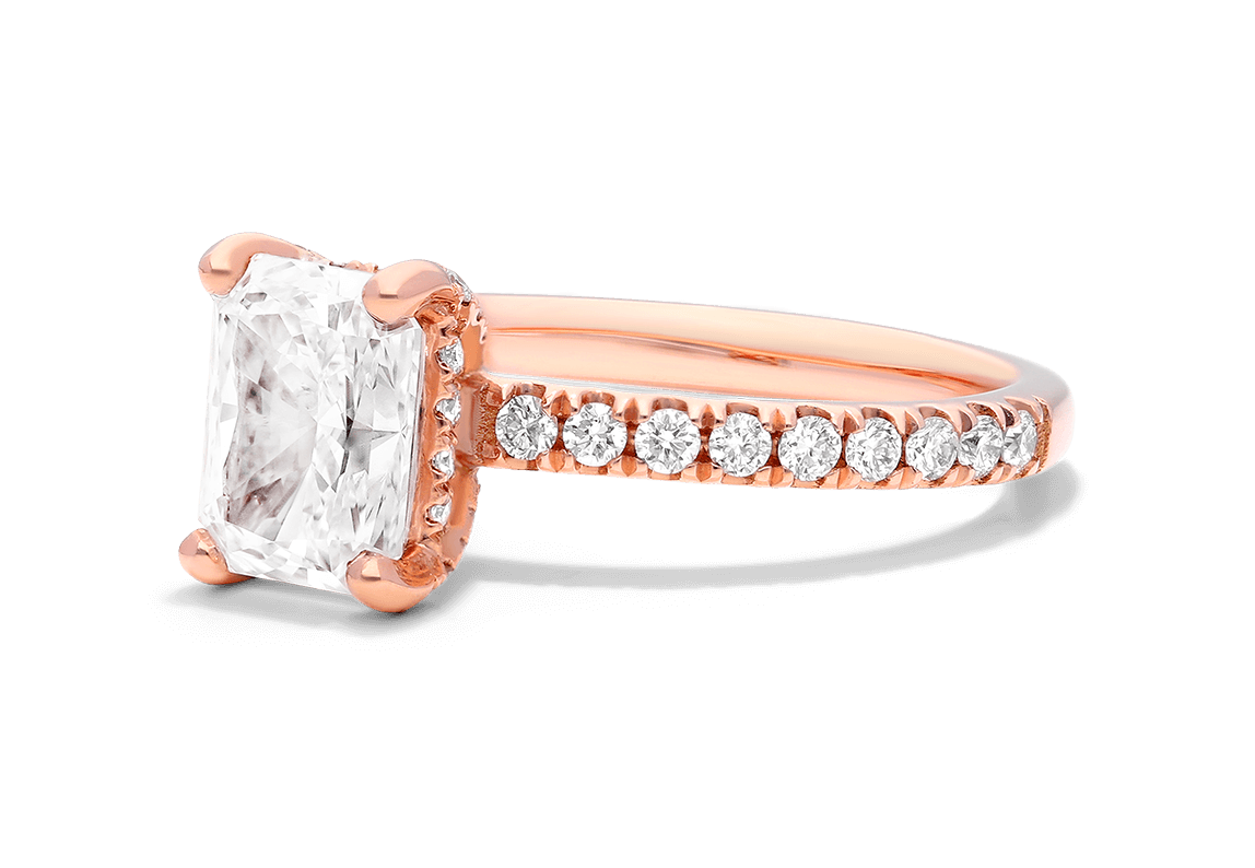 Rose Gold Petite Pavé Crown Engagement Ring