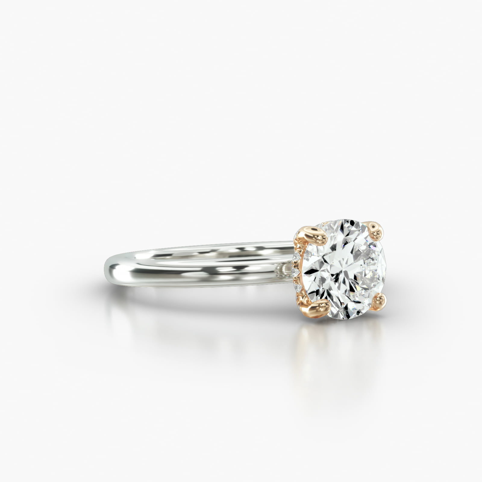 Solitaire Engagement Ring Embellished With a Classic Pavé Basket Head