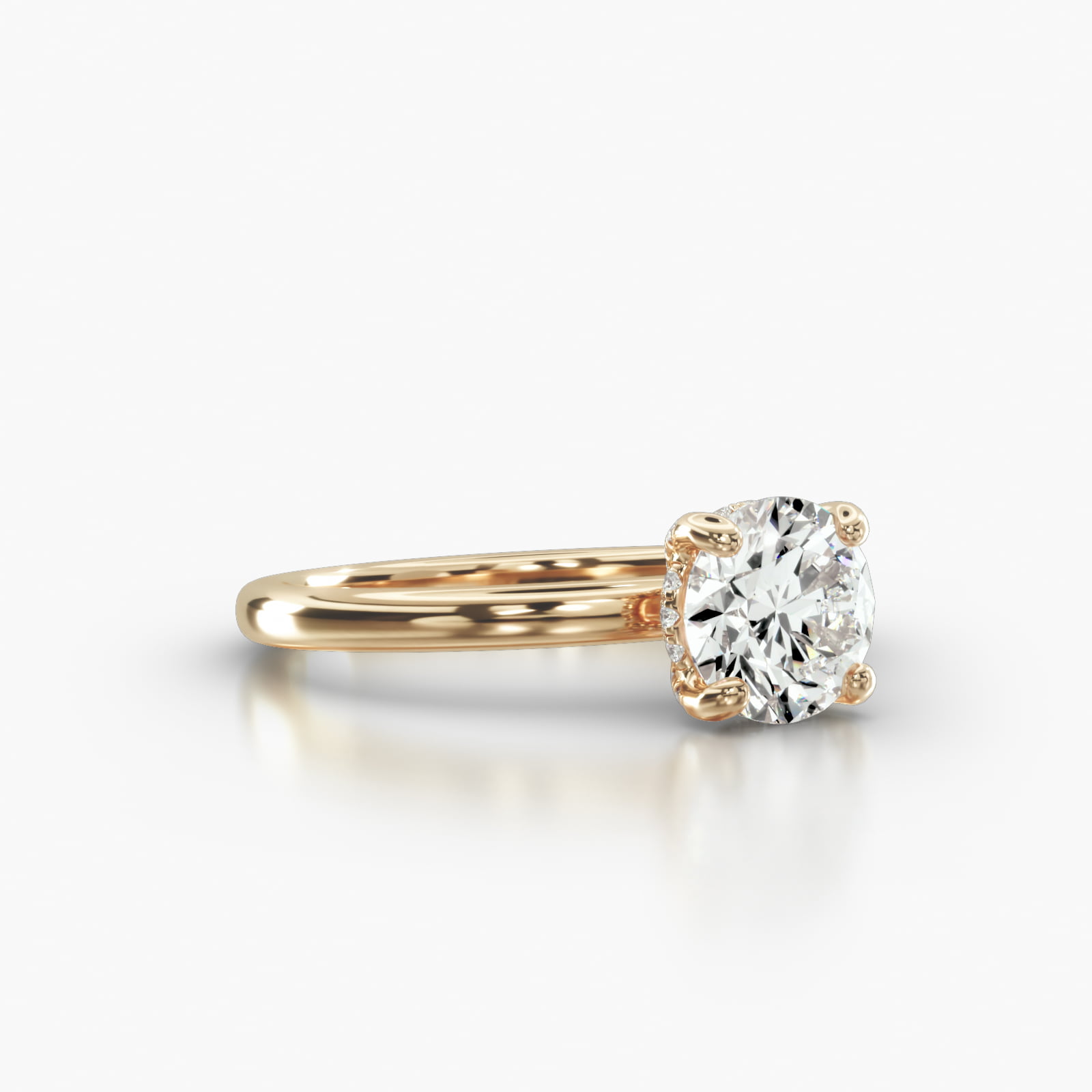Solitaire Engagement Ring Embellished With a Classic Pavé Basket Head