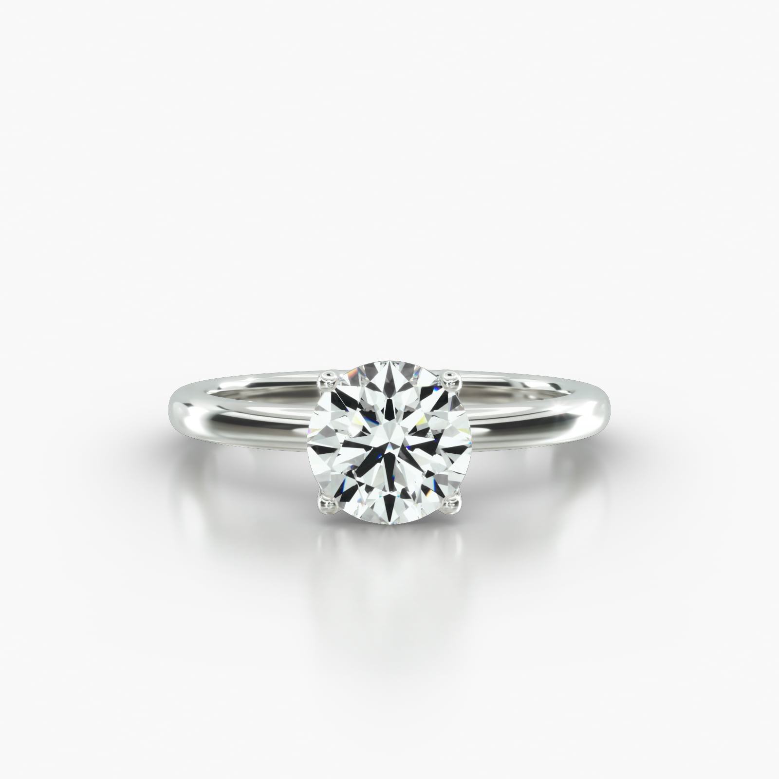 Solitaire Engagement Ring Embellished With a Four Prong Tulip Basket Head