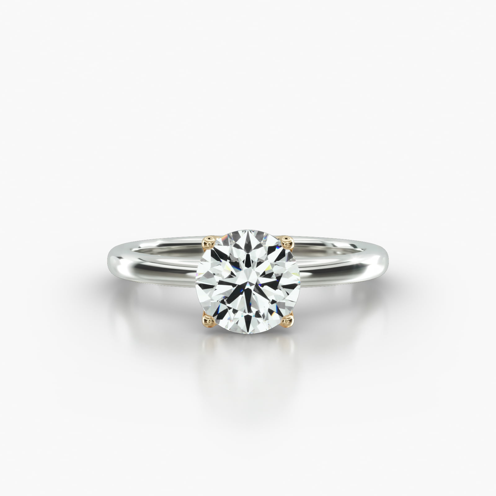 Solitaire Engagement Ring Embellished With a Four Prong Tulip Basket Head