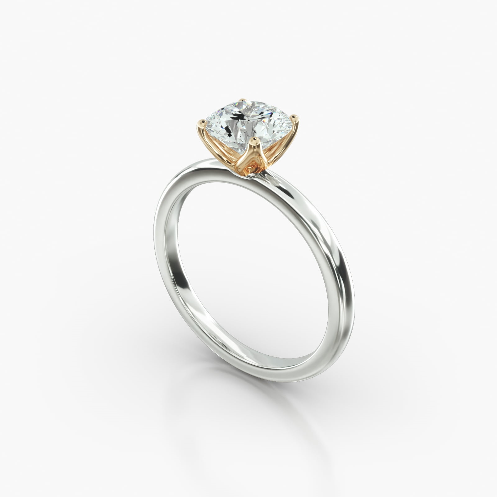 Solitaire Engagement Ring Embellished With a Four Prong Tulip