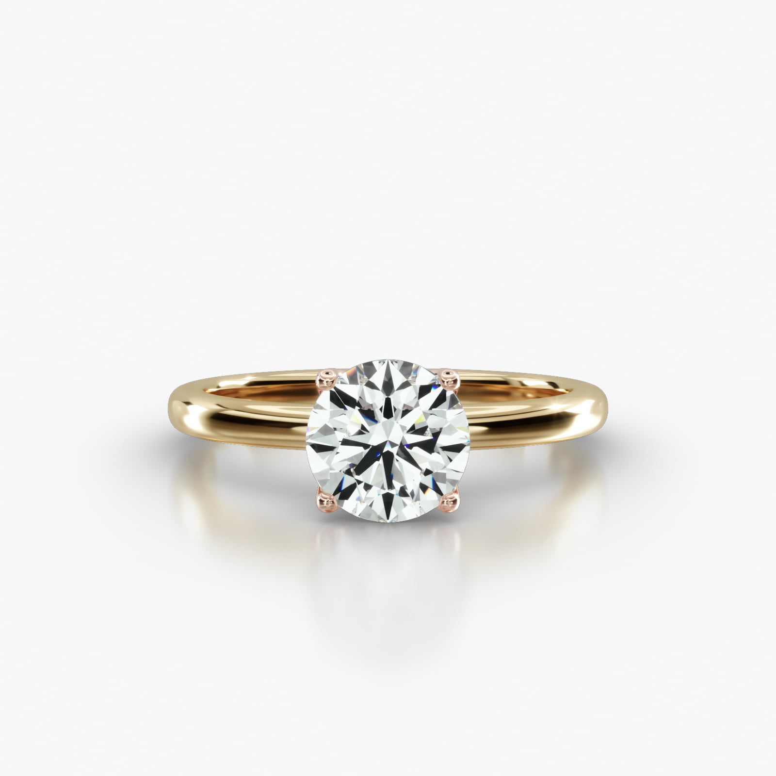 Solitaire Engagement Ring Embellished With a Four Prong Tulip Basket Head