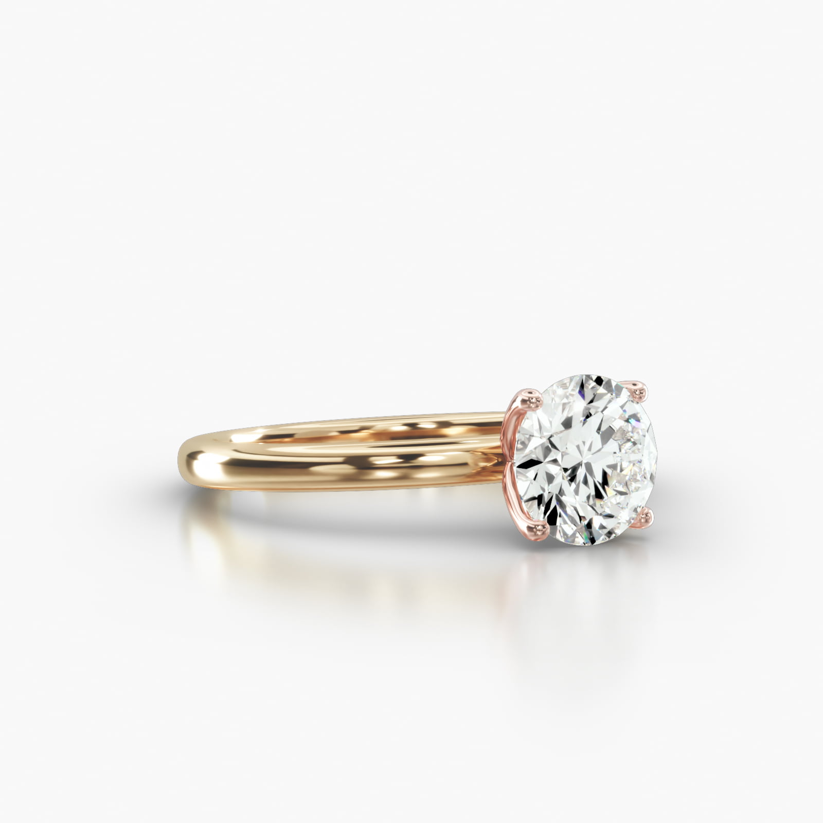 Solitaire Engagement Ring Embellished With a Four Prong Tulip Basket Head