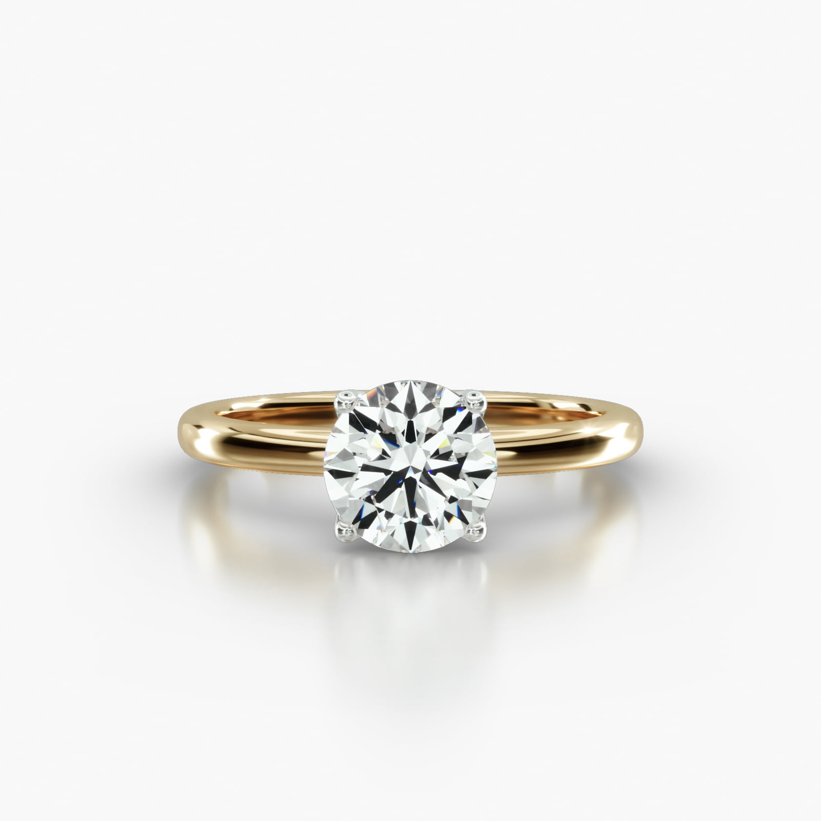 Solitaire Engagement Ring Embellished With a Four Prong Tulip Basket Head