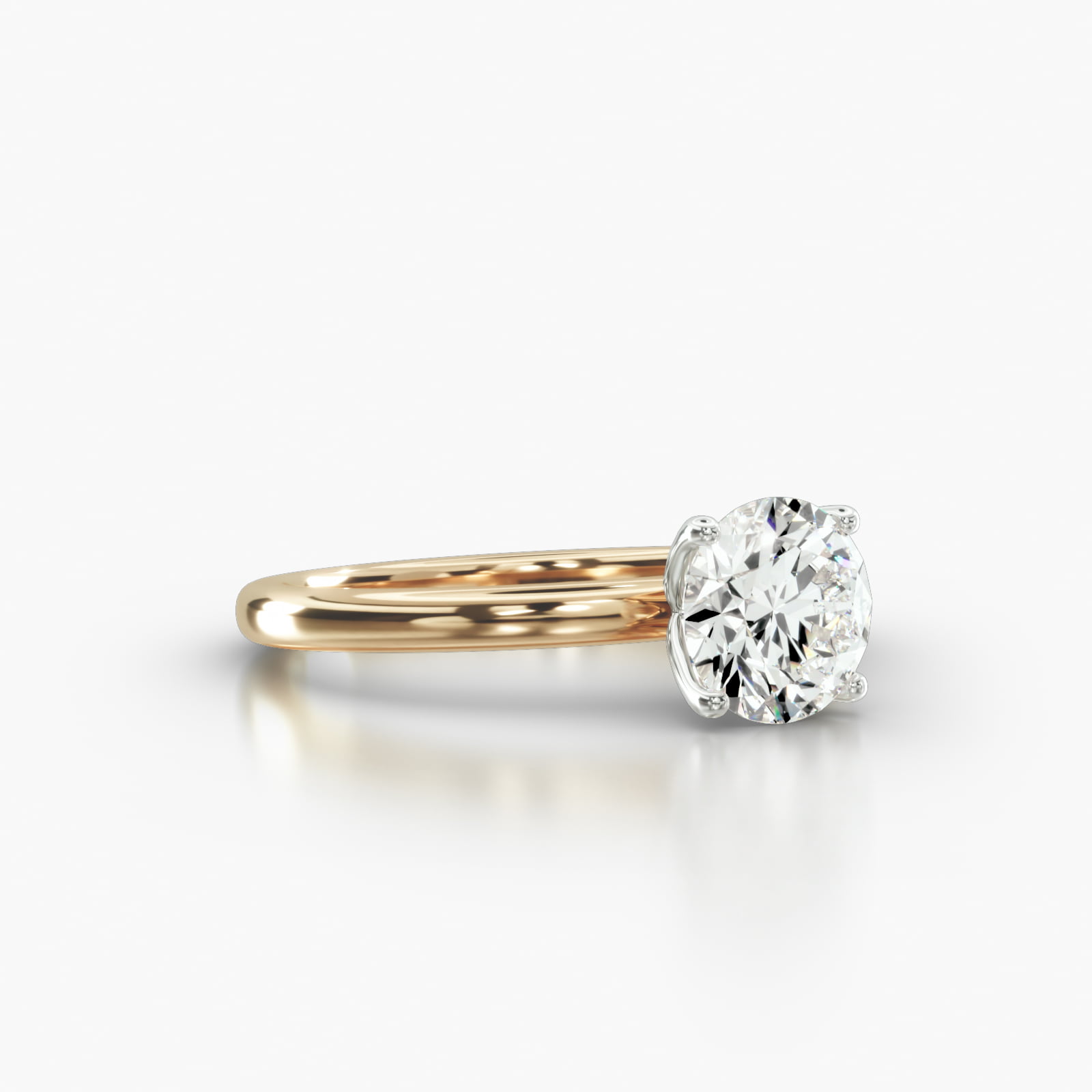 Solitaire Engagement Ring Embellished With a Four Prong Tulip Basket Head