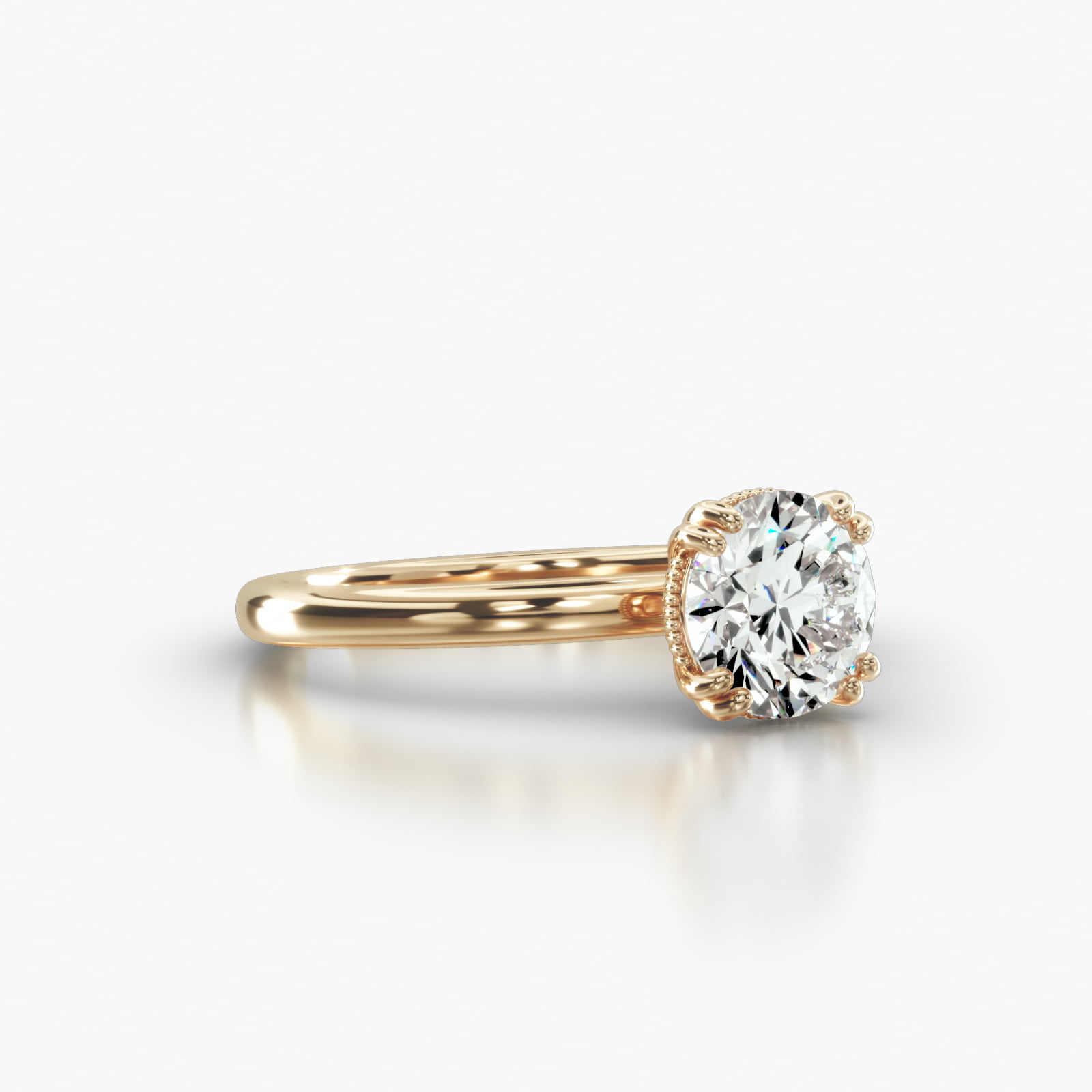 Solitaire Engagement Ring Embellished With a Vintage Basket Head