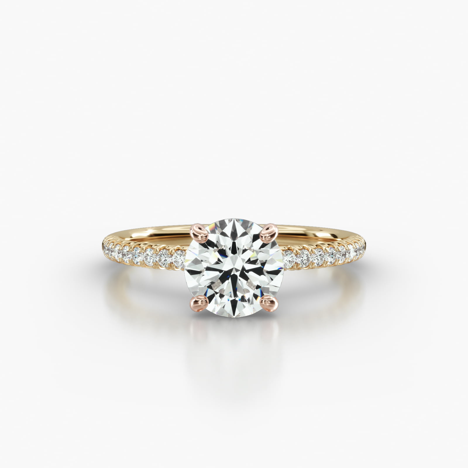 Petite French Pavé Engagement Ring Embellished With a Four Prong Signature Head