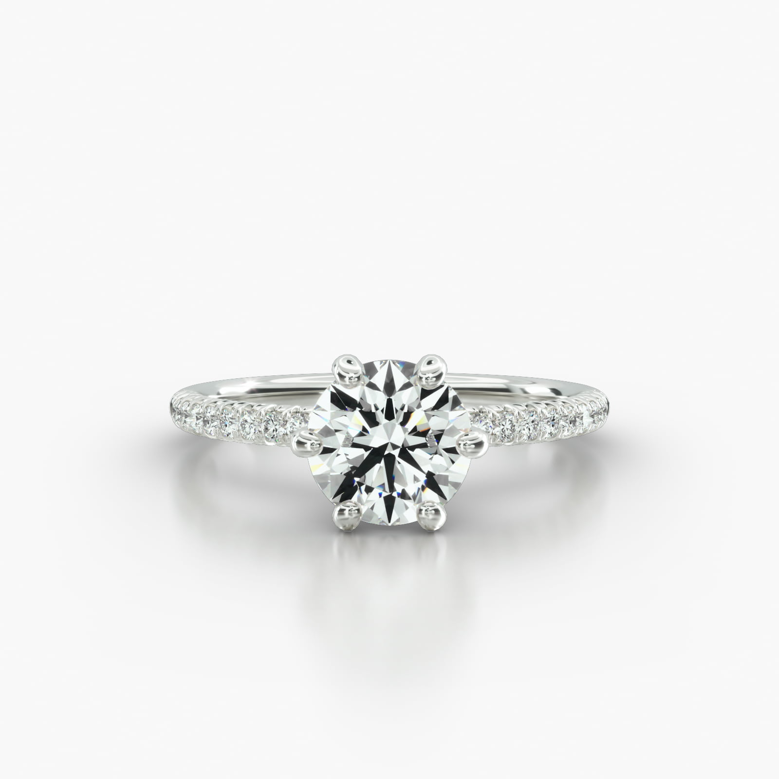 Petite French Pavé Engagement Ring Embellished With a Six Prong Signature Head