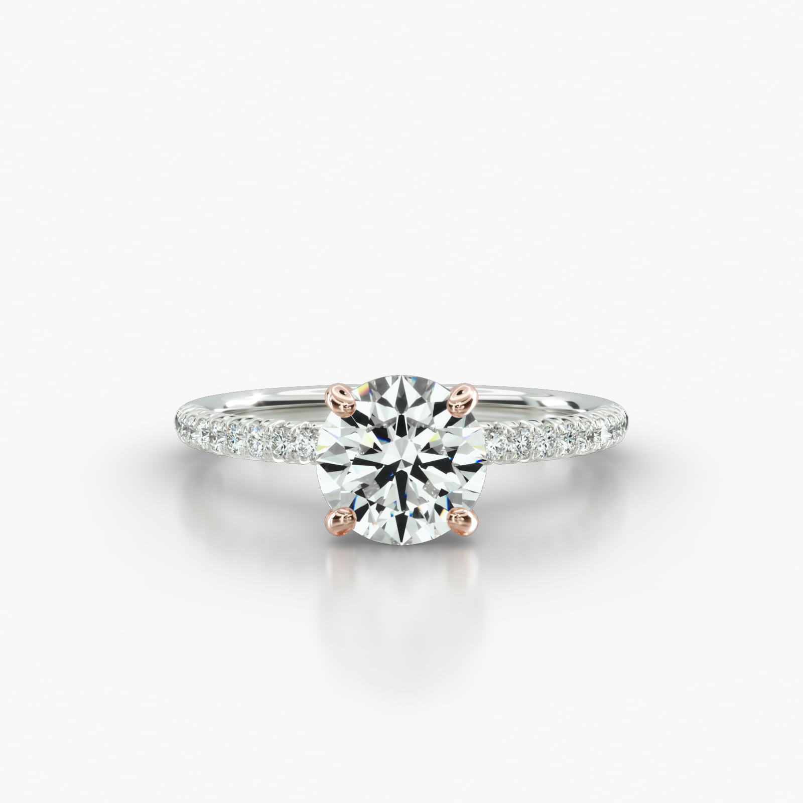 Petite French Pavé Engagement Ring Embellished With a Classic Basket Head