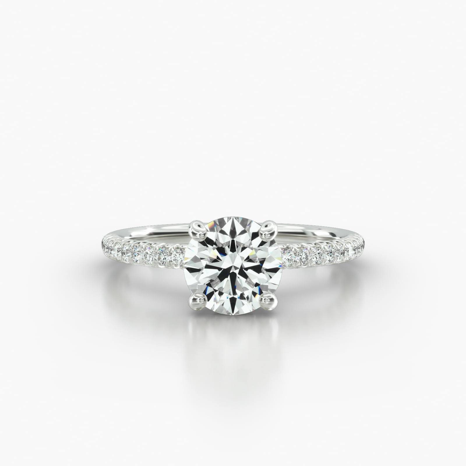 Petite French Pavé Engagement Ring Embellished With a Classic Pavé Basket Head