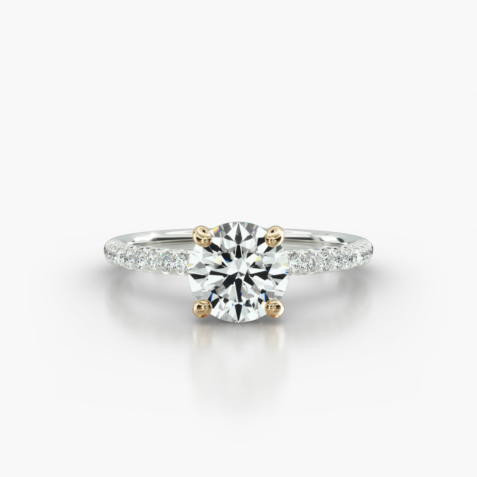 Petite French Pavé Engagement Ring Embellished With a Classic Pavé Basket Head