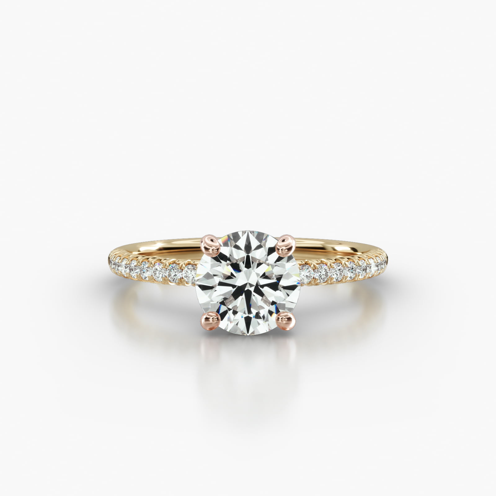 Petite French Pavé Engagement Ring Embellished With a Classic Pavé Basket Head
