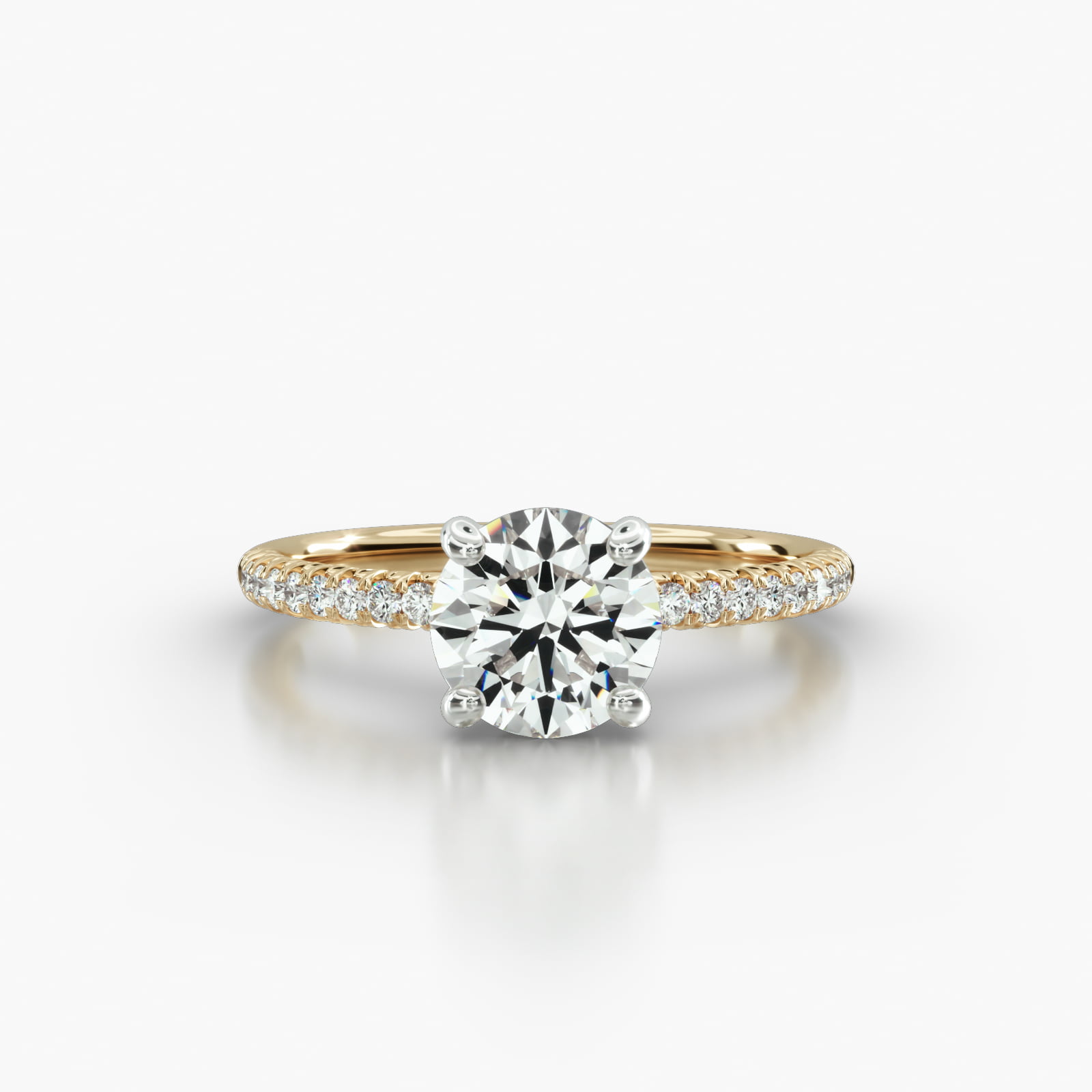 Petite French Pavé Engagement Ring Embellished With a Classic Pavé Basket Head