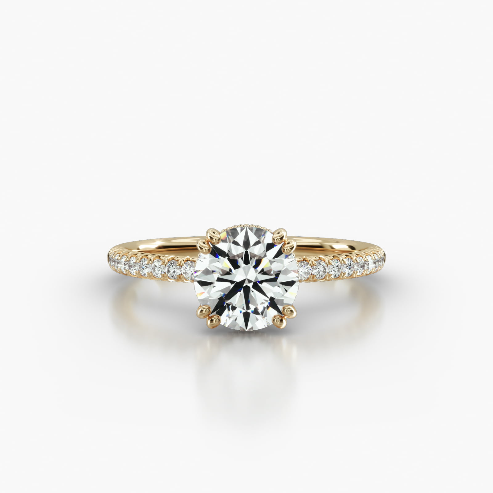 Petite French Pavé Engagement Ring Embellished With a Vintage Basket Head