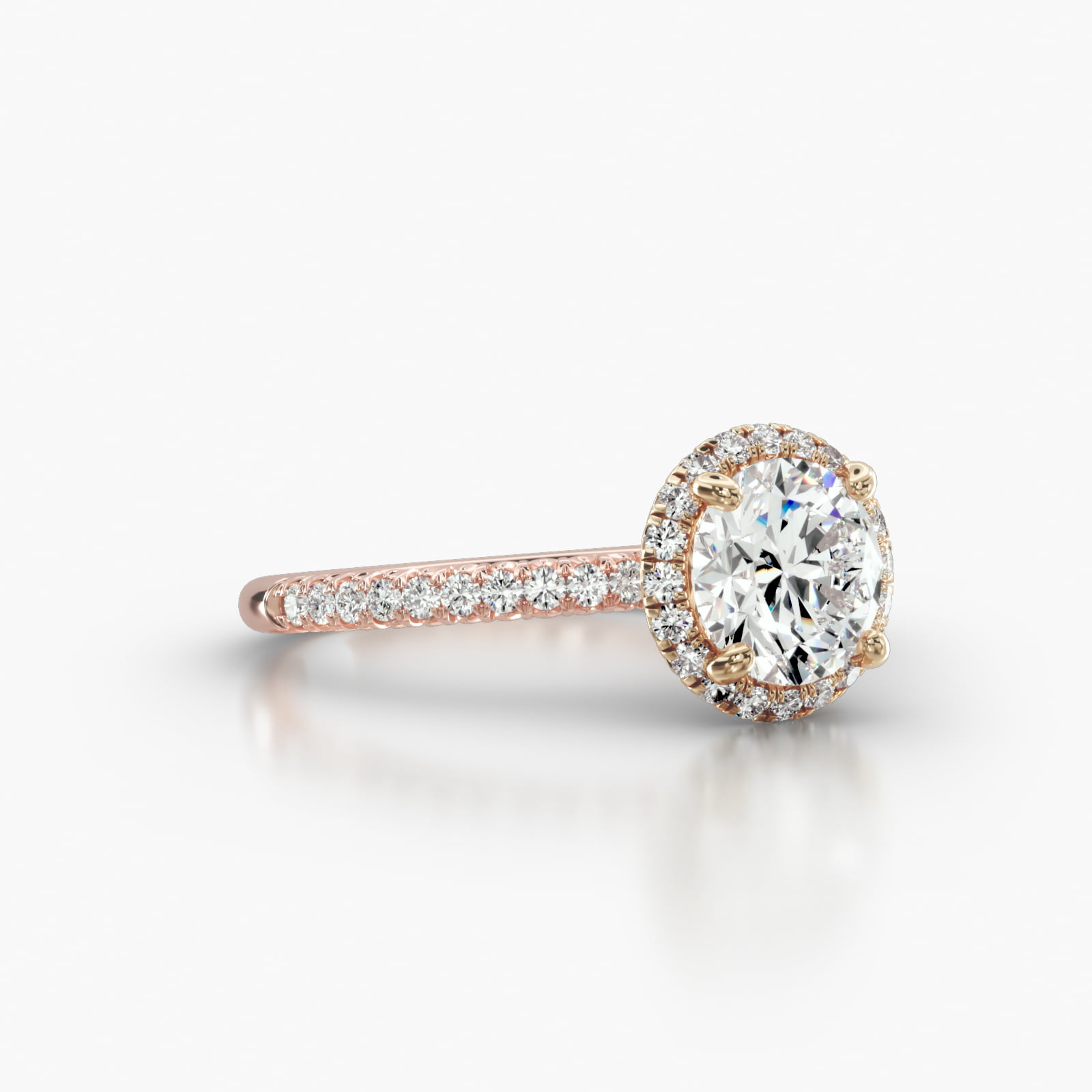 Petite French Pavé Engagement Ring Embellished With a French Pavé Halo Head