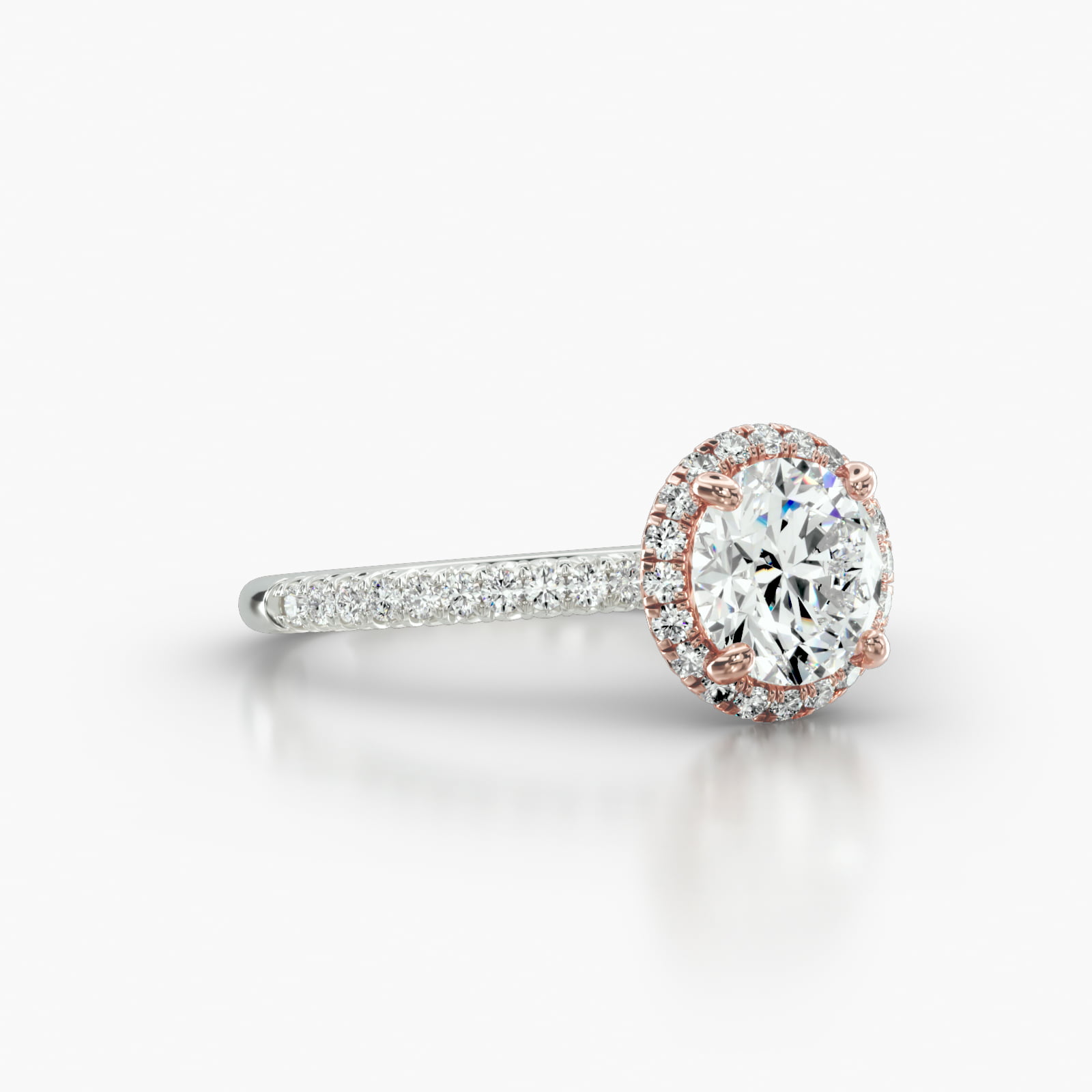 Petite French Pavé Engagement Ring Embellished With a French Pavé Halo Head