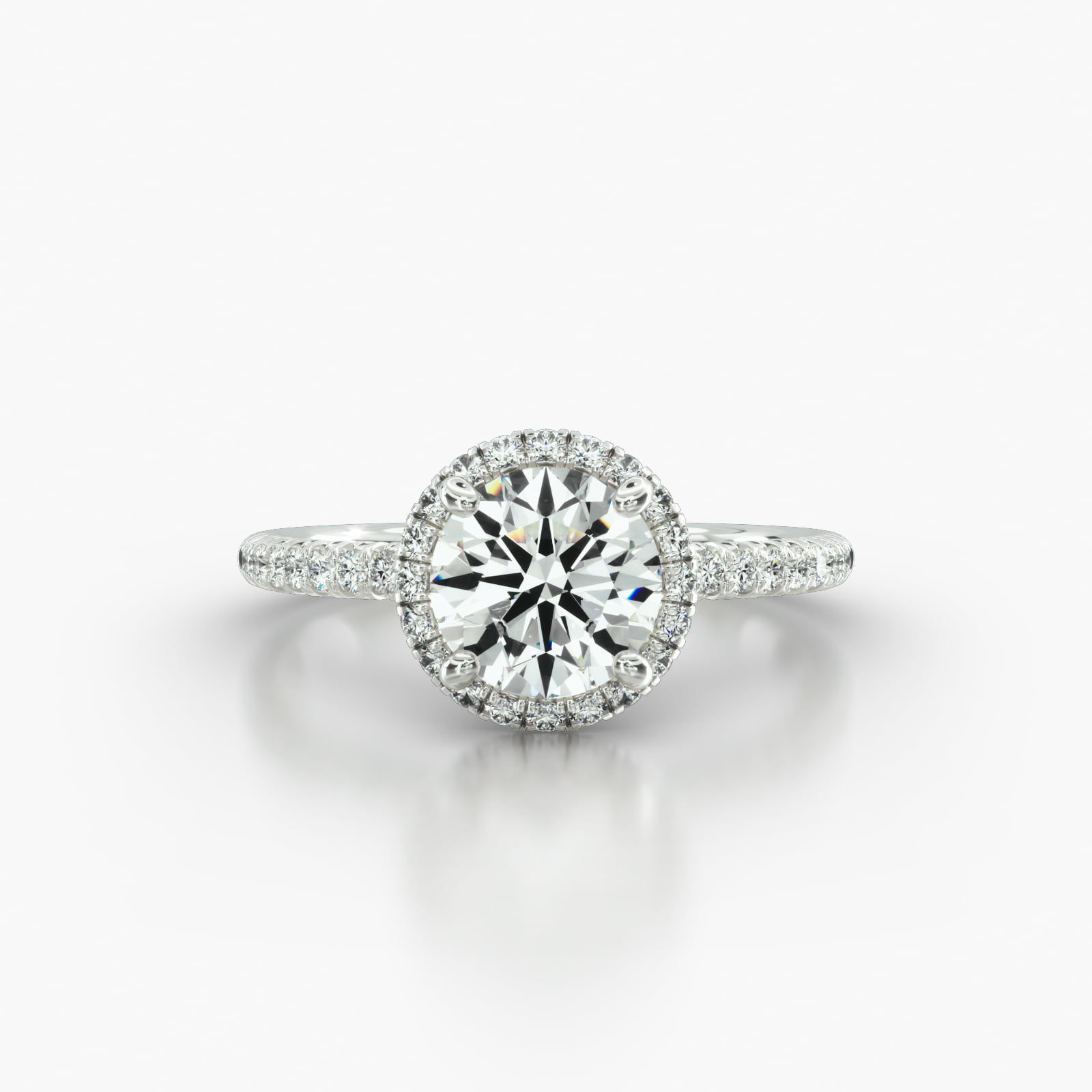 Petite French Pavé Engagement Ring Embellished With a French Pavé Halo Head