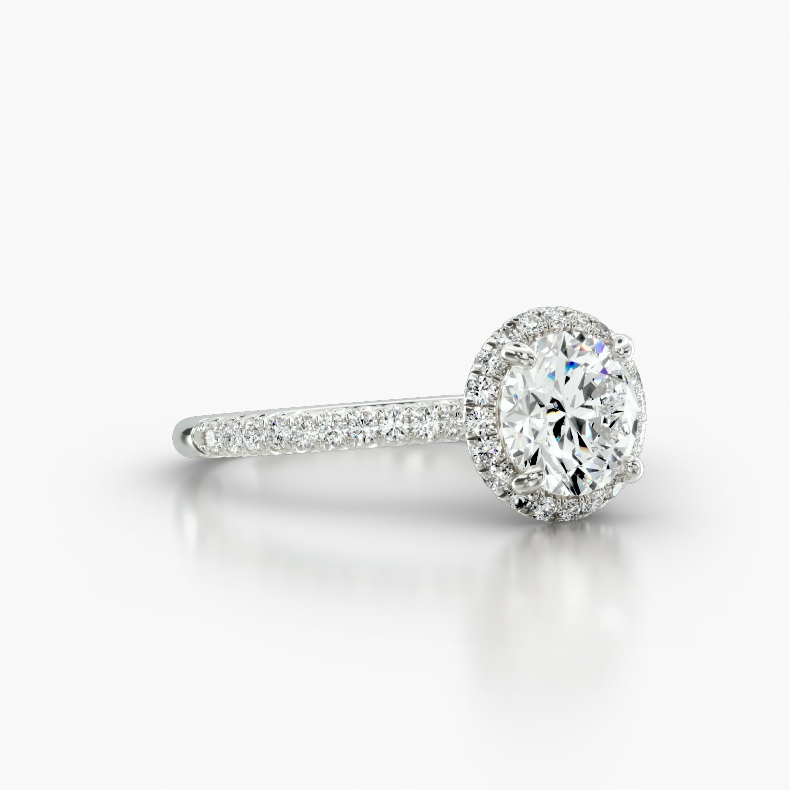 Petite French Pavé Engagement Ring Embellished With a French Pavé Halo Head