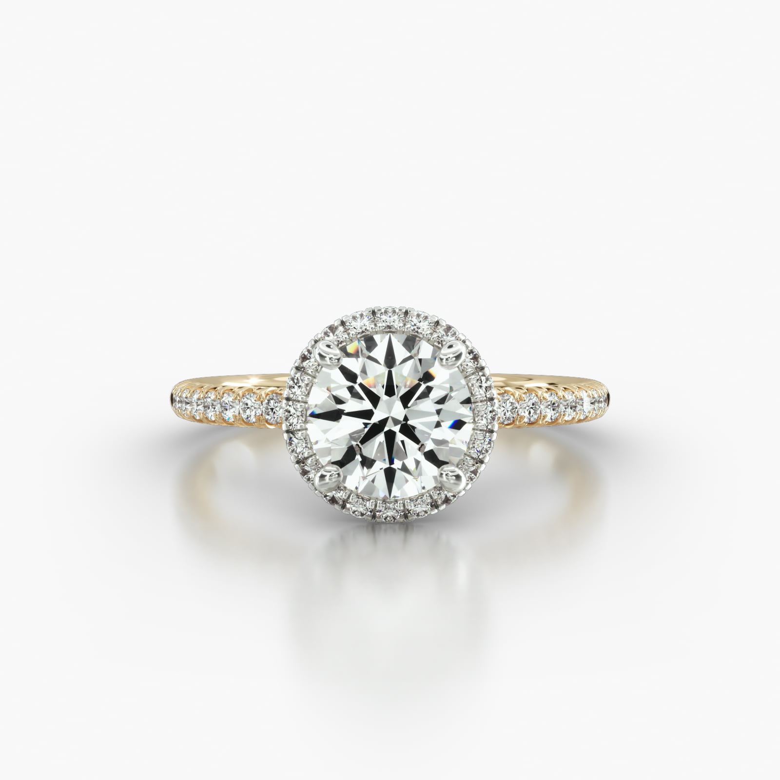 Petite French Pavé Engagement Ring Embellished With a French Pavé Halo Head
