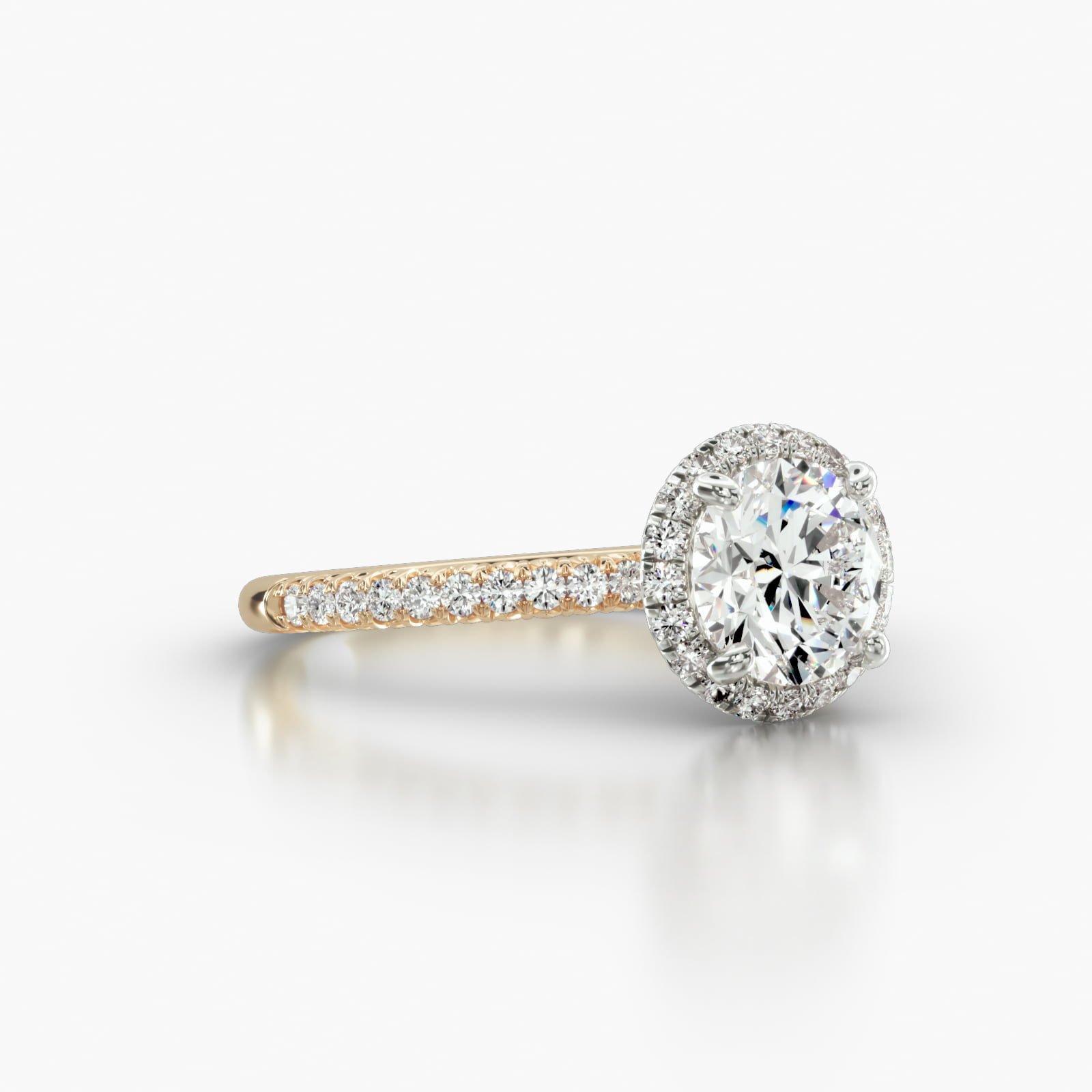 Petite French Pavé Engagement Ring Embellished With a French Pavé Halo Head