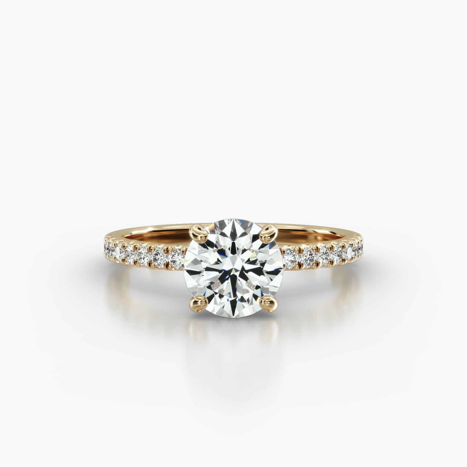 Petite U Shaped Pavé Engagement Ring Embellished With a Four Prong Signature Head