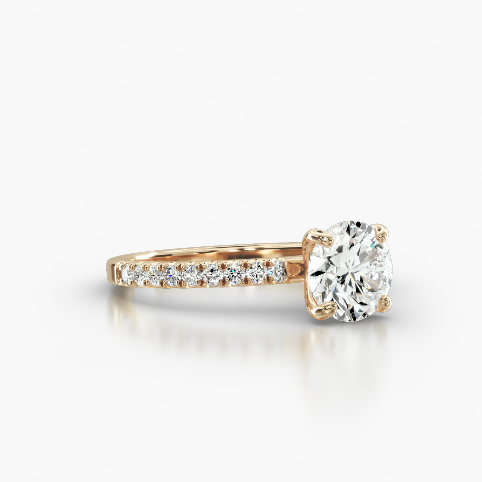 Petite U Shaped Pavé Engagement Ring Embellished With a Four Prong Signature Head