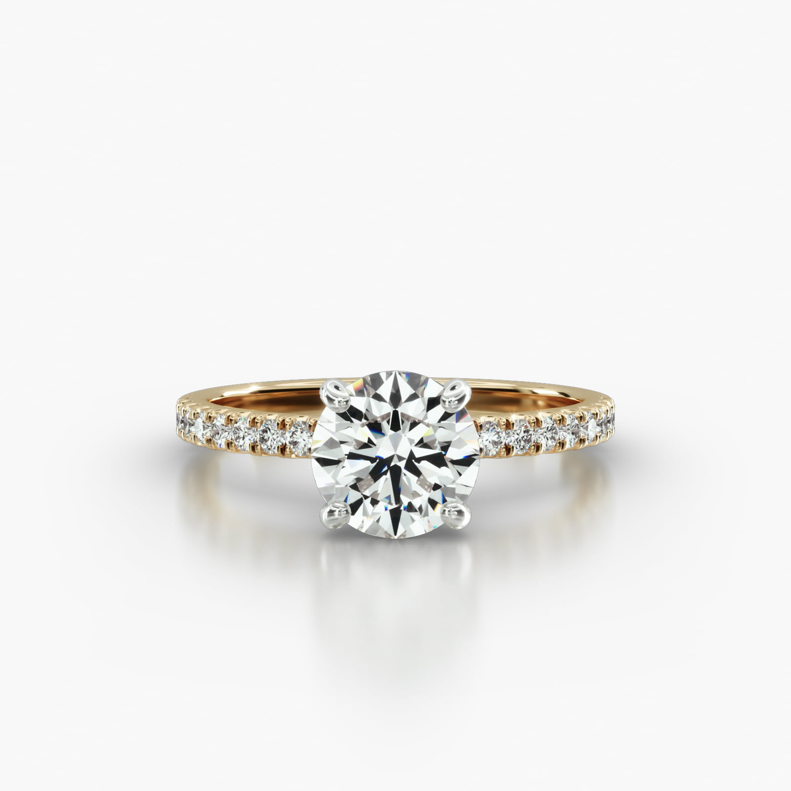 Petite U Shaped Pavé Engagement Ring Embellished With a Classic Basket Head