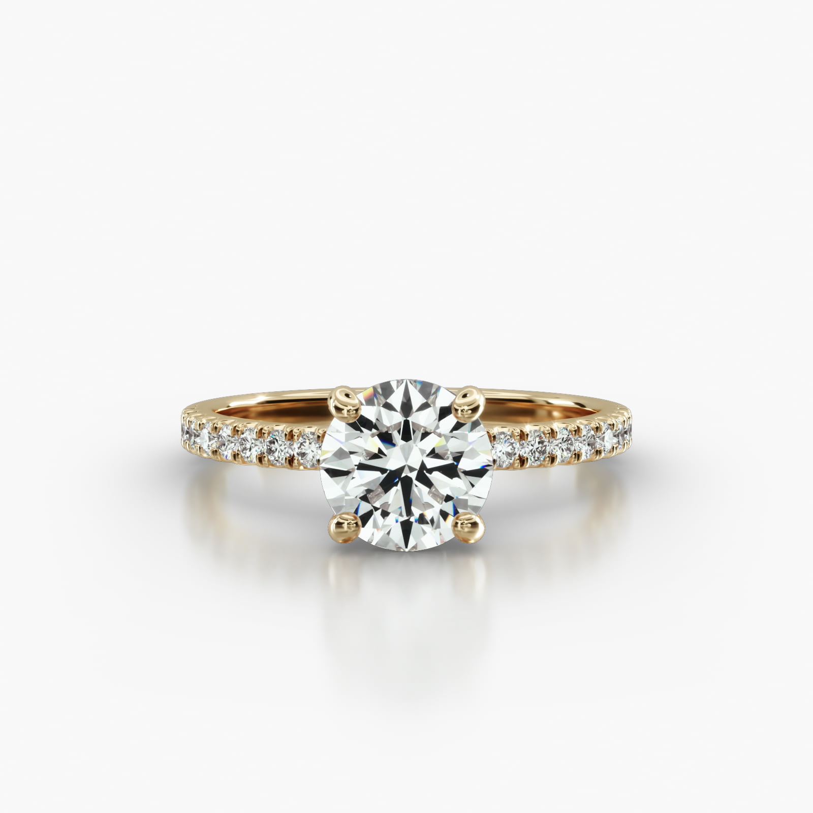 Petite U Shaped Pavé Engagement Ring Embellished With a Classic Pavé Basket Head