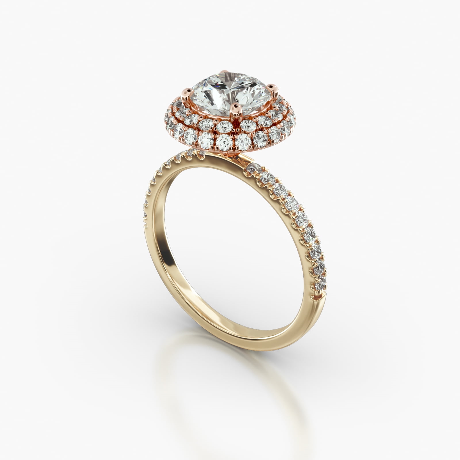 Petite U Shaped Pavé Engagement Ring Embellished With a Falling Edge ...