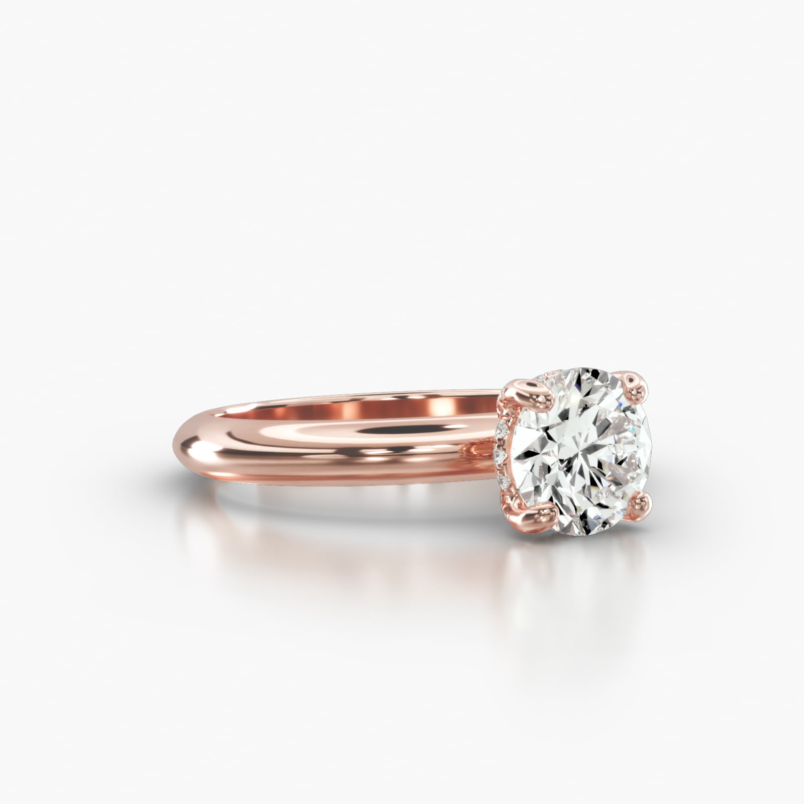 Knife Edge Solitaire Engagement Ring Embellished With a Classic Pavé Basket Head