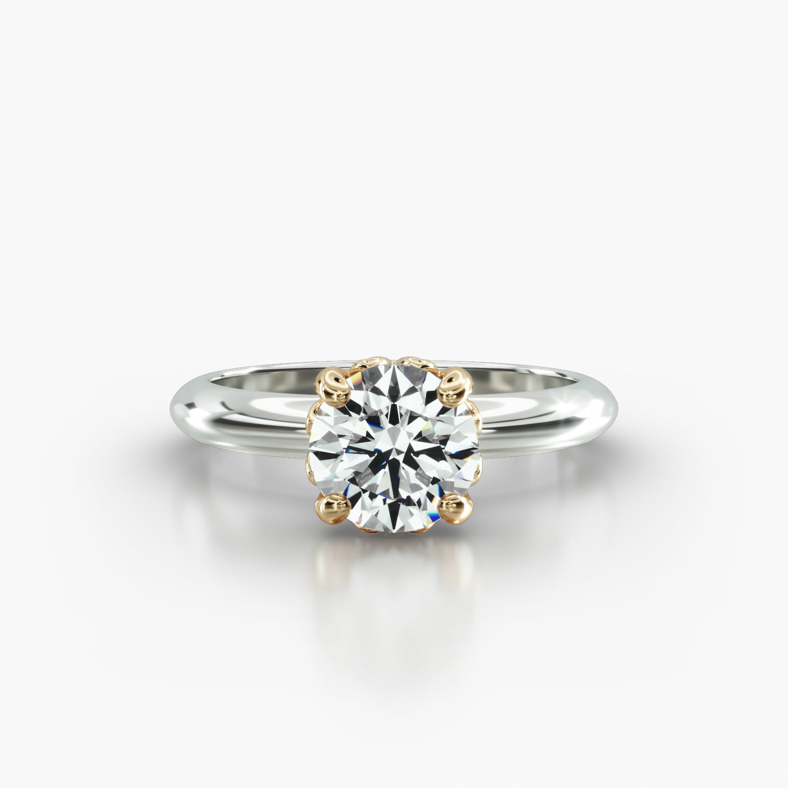 Knife Edge Solitaire Engagement Ring Embellished With a Four Prong Lotus Basket Head