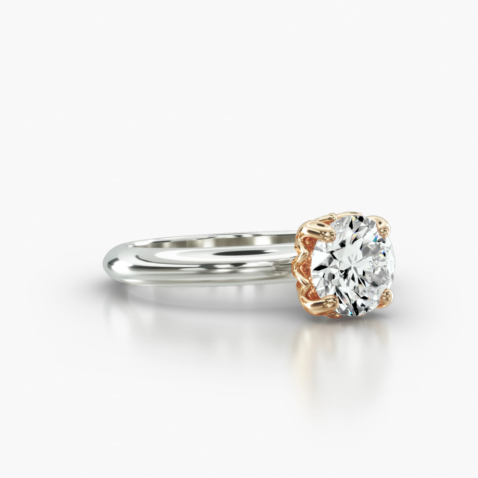 Knife Edge Solitaire Engagement Ring Embellished With a Four Prong Lotus Basket Head