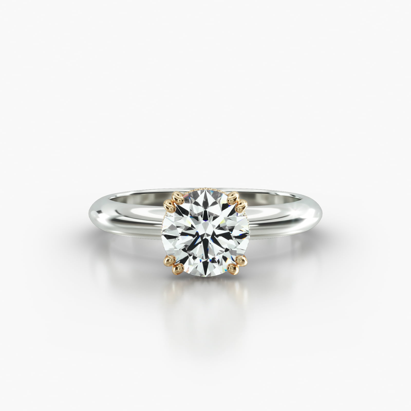 Knife Edge Solitaire Engagement Ring Embellished With a Vintage Basket Head