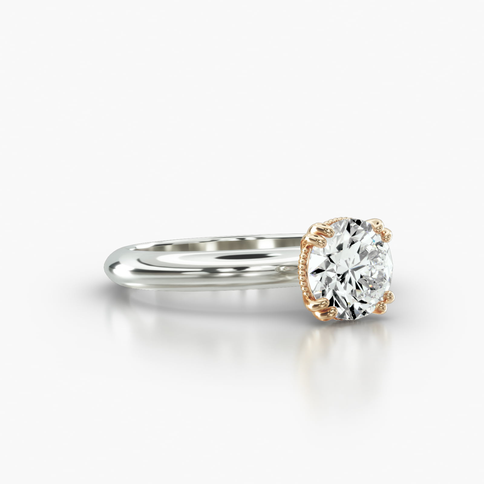 Knife Edge Solitaire Engagement Ring Embellished With a Vintage Basket Head
