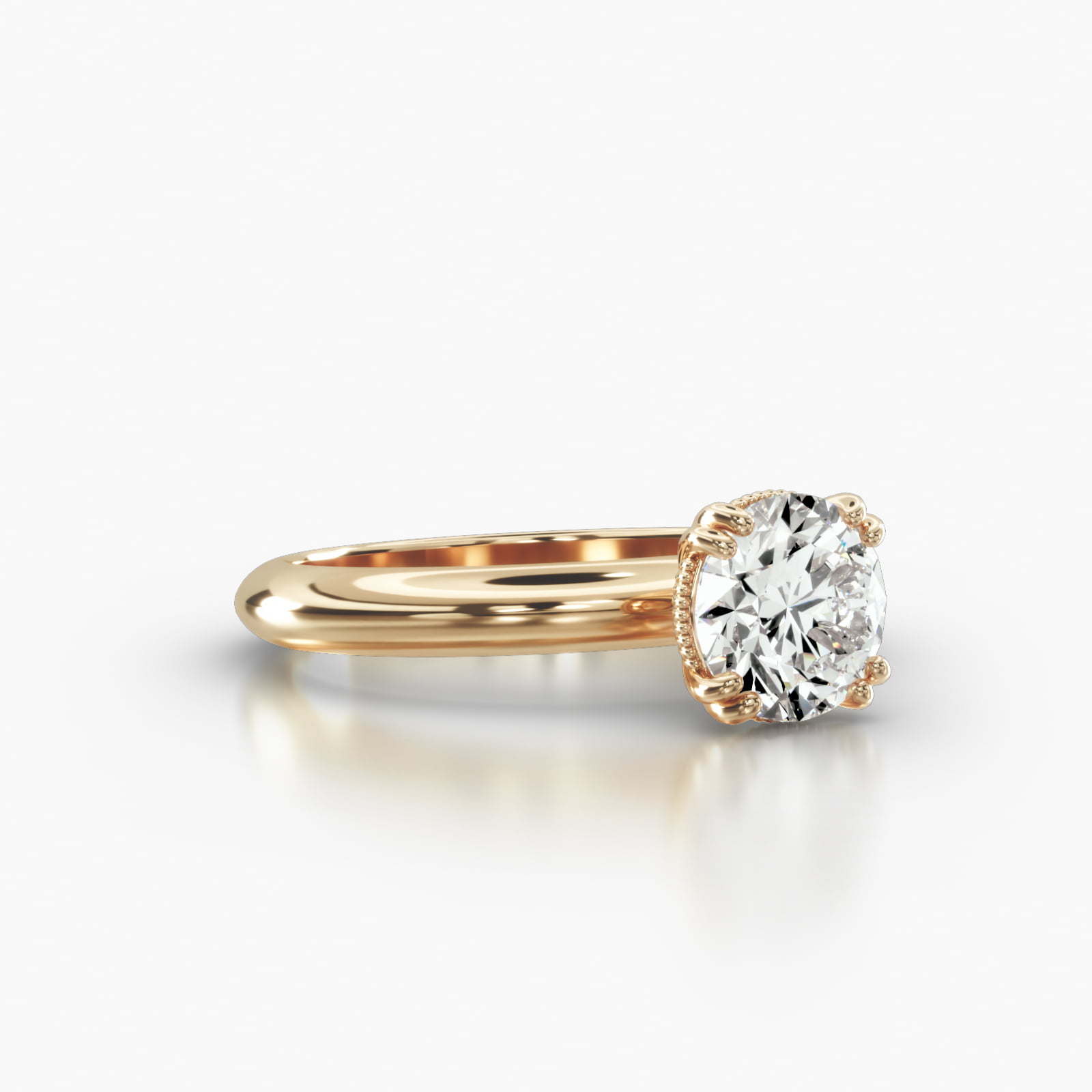 Knife Edge Solitaire Engagement Ring Embellished With a Vintage Basket Head
