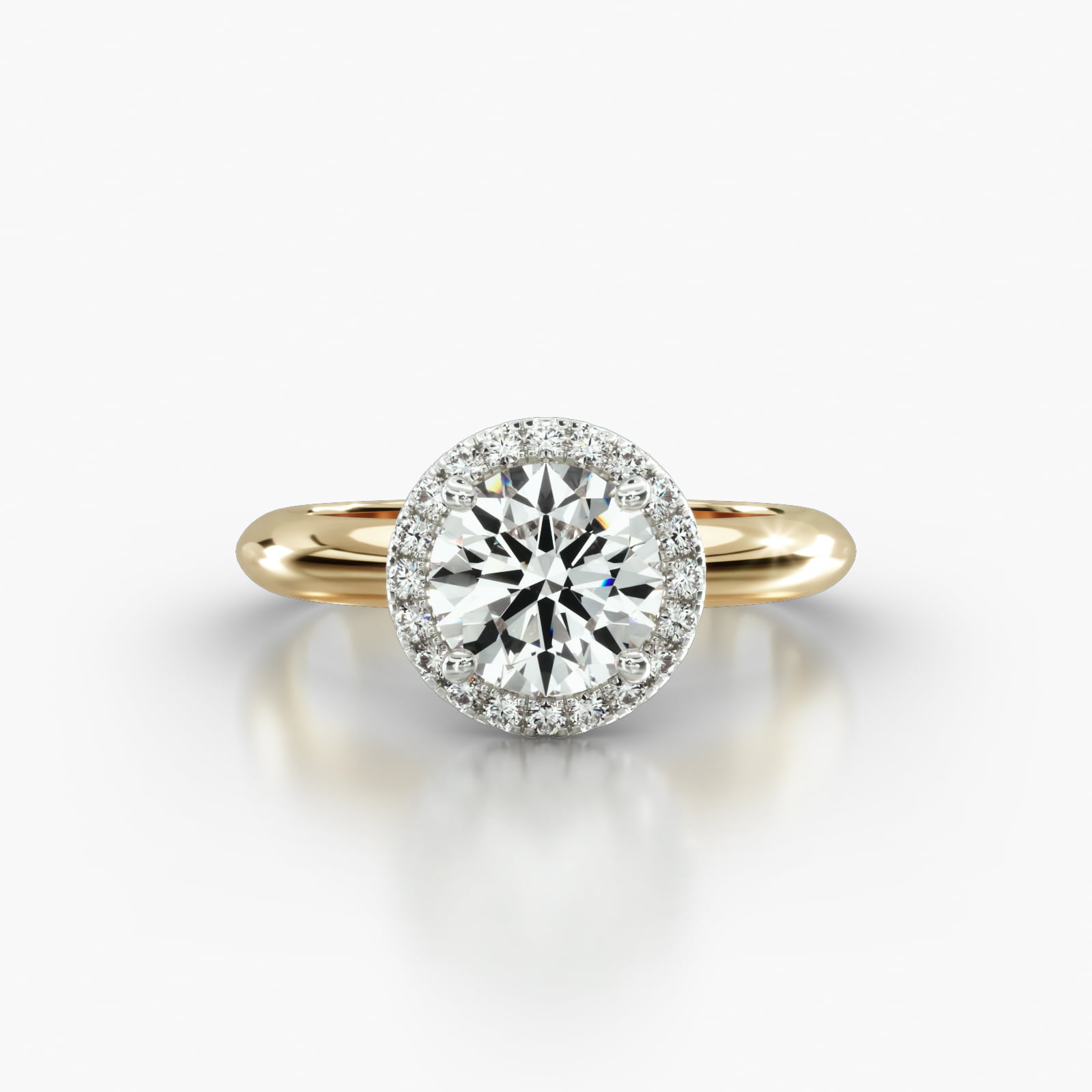 Knife Edge Solitaire Engagement Ring Embellished With a Single Row Pavé Halo Head