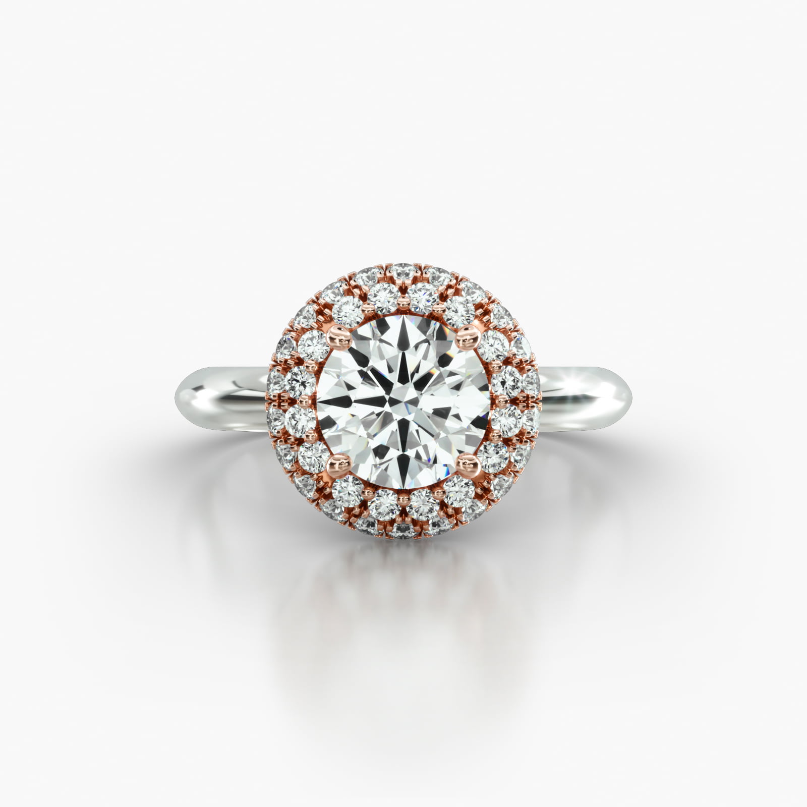 Knife Edge Solitaire Engagement Ring Embellished With a Falling Edge Pavé Halo Head