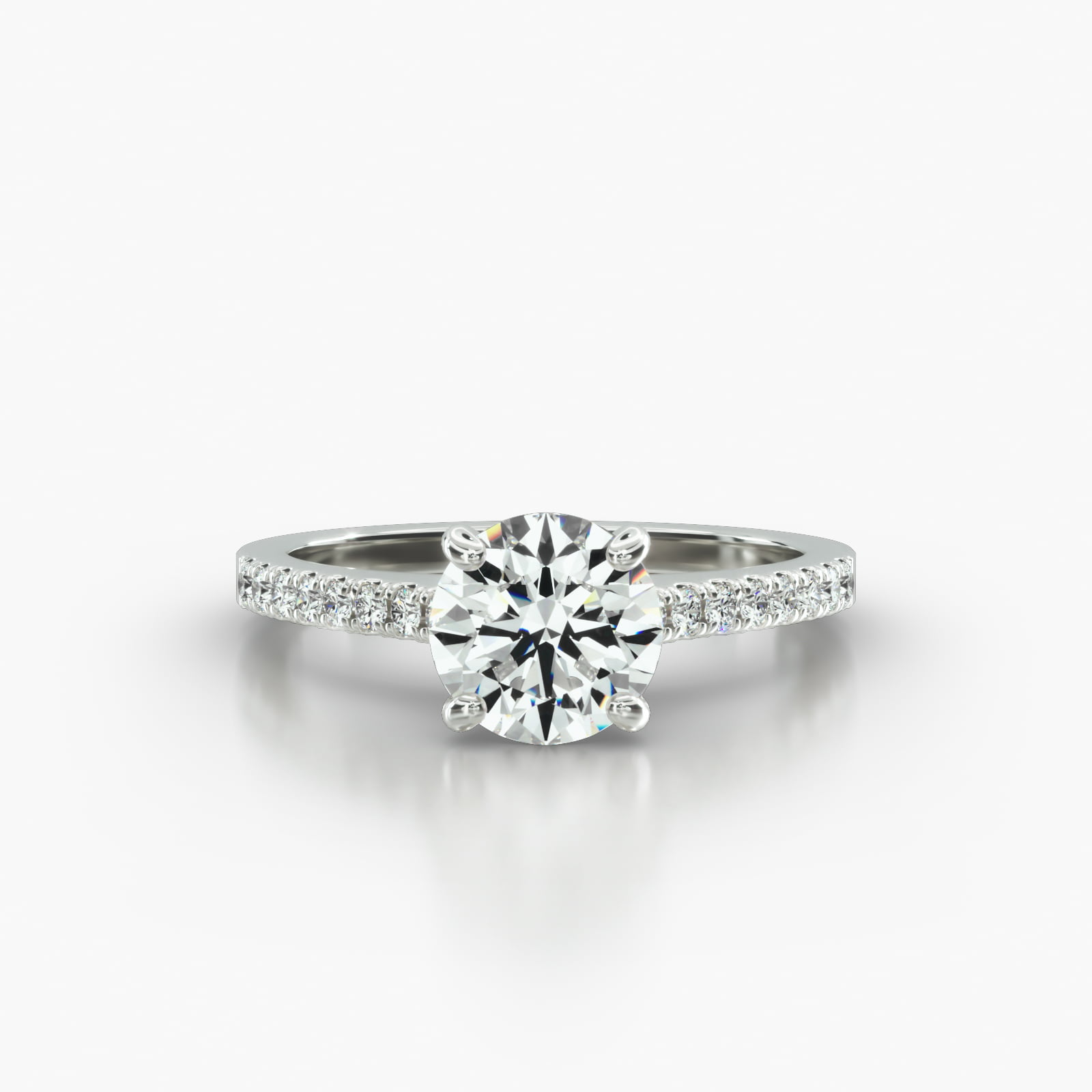 Cathedral Petite Pavé Engagement Ring Embellished With a Four Prong Signature Head