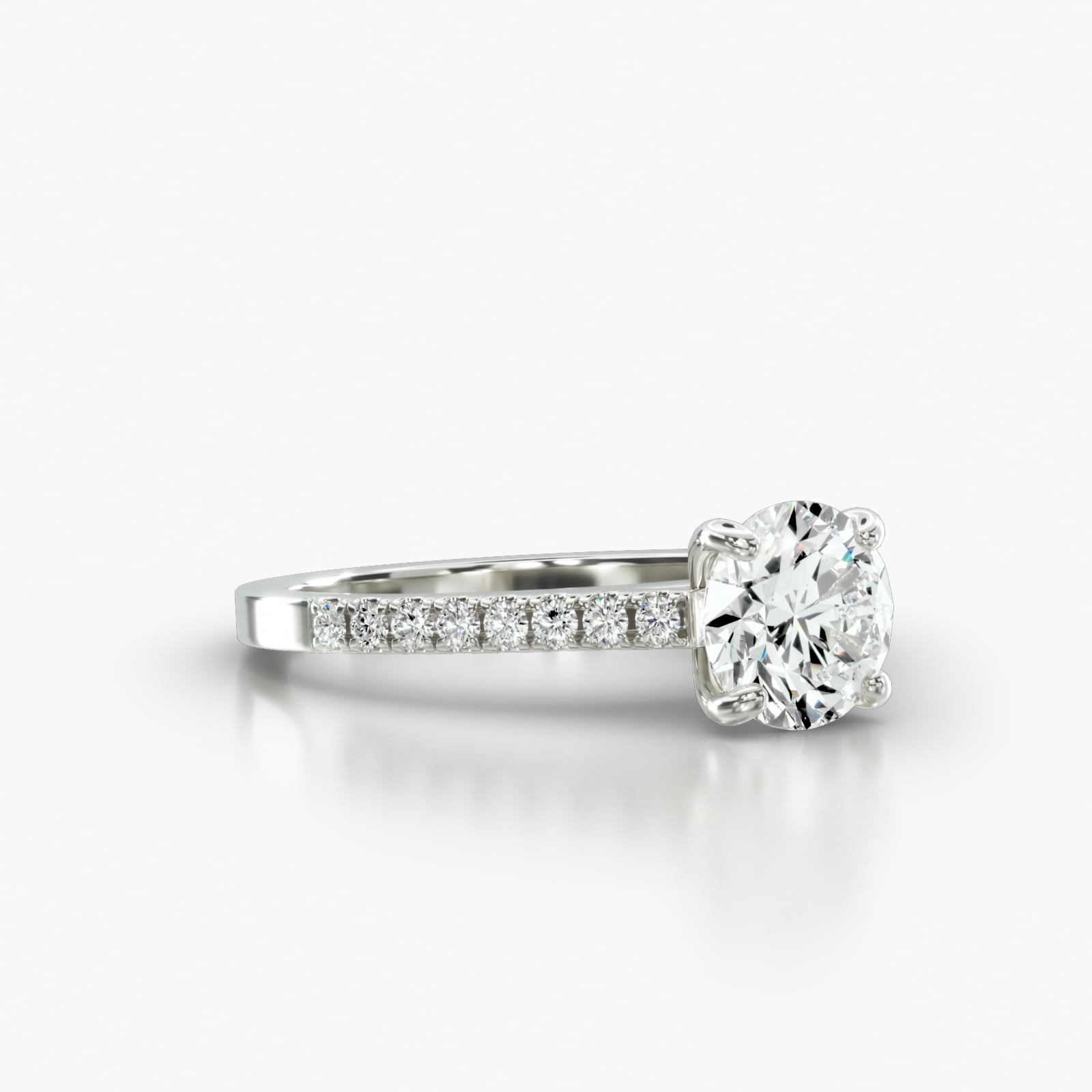 Cathedral Petite Pavé Engagement Ring Embellished With a Four Prong Signature Head