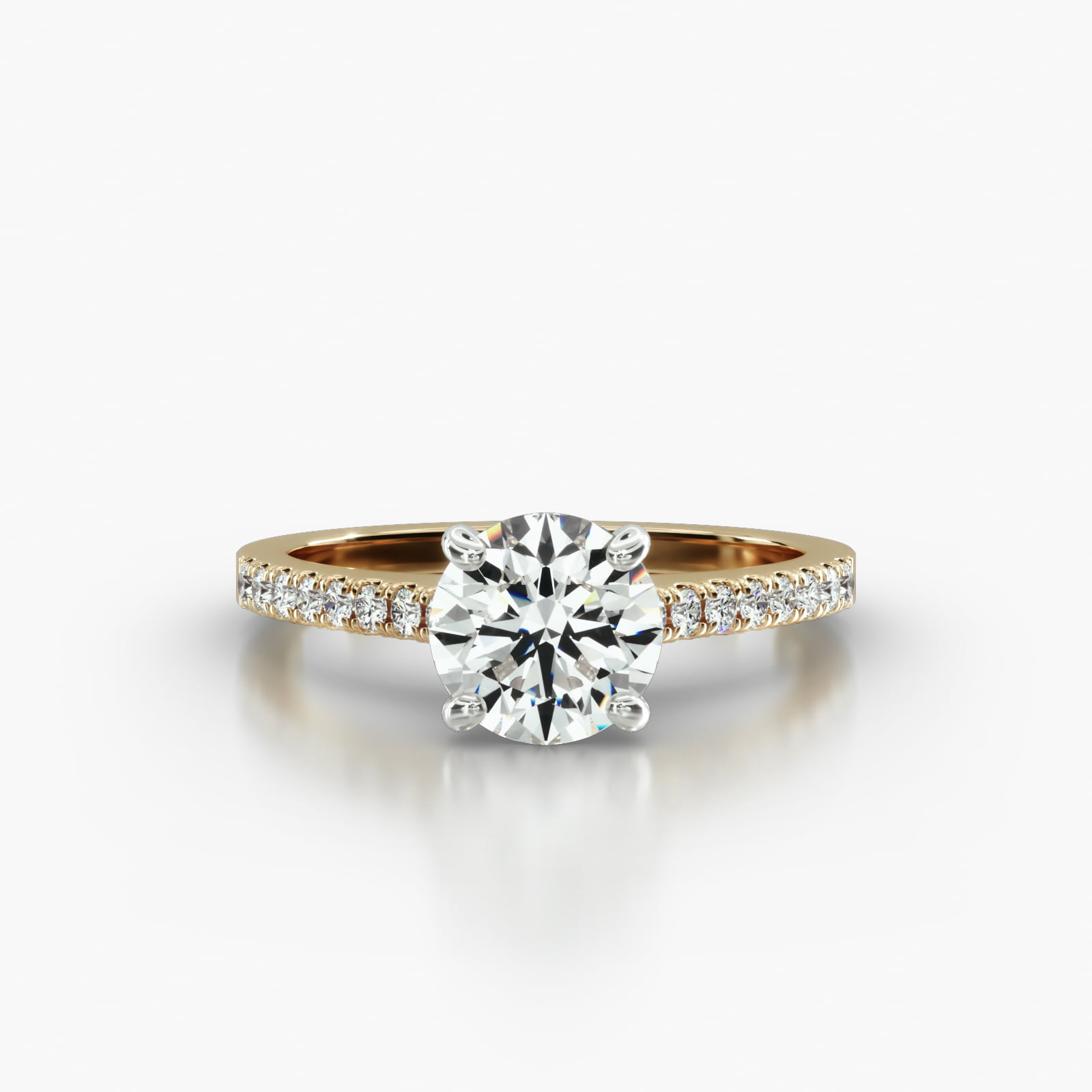 Cathedral Petite Pavé Engagement Ring Embellished With a Four Prong Signature Head