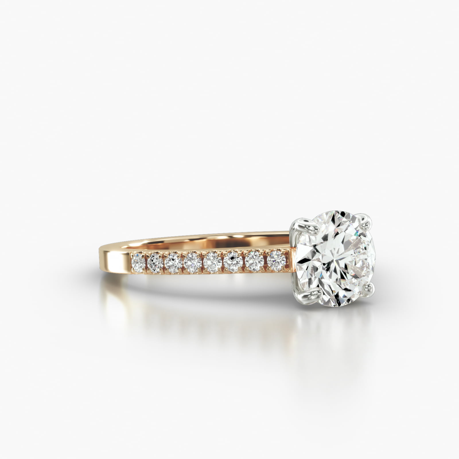 Cathedral Petite Pavé Engagement Ring Embellished With a Four Prong Signature Head
