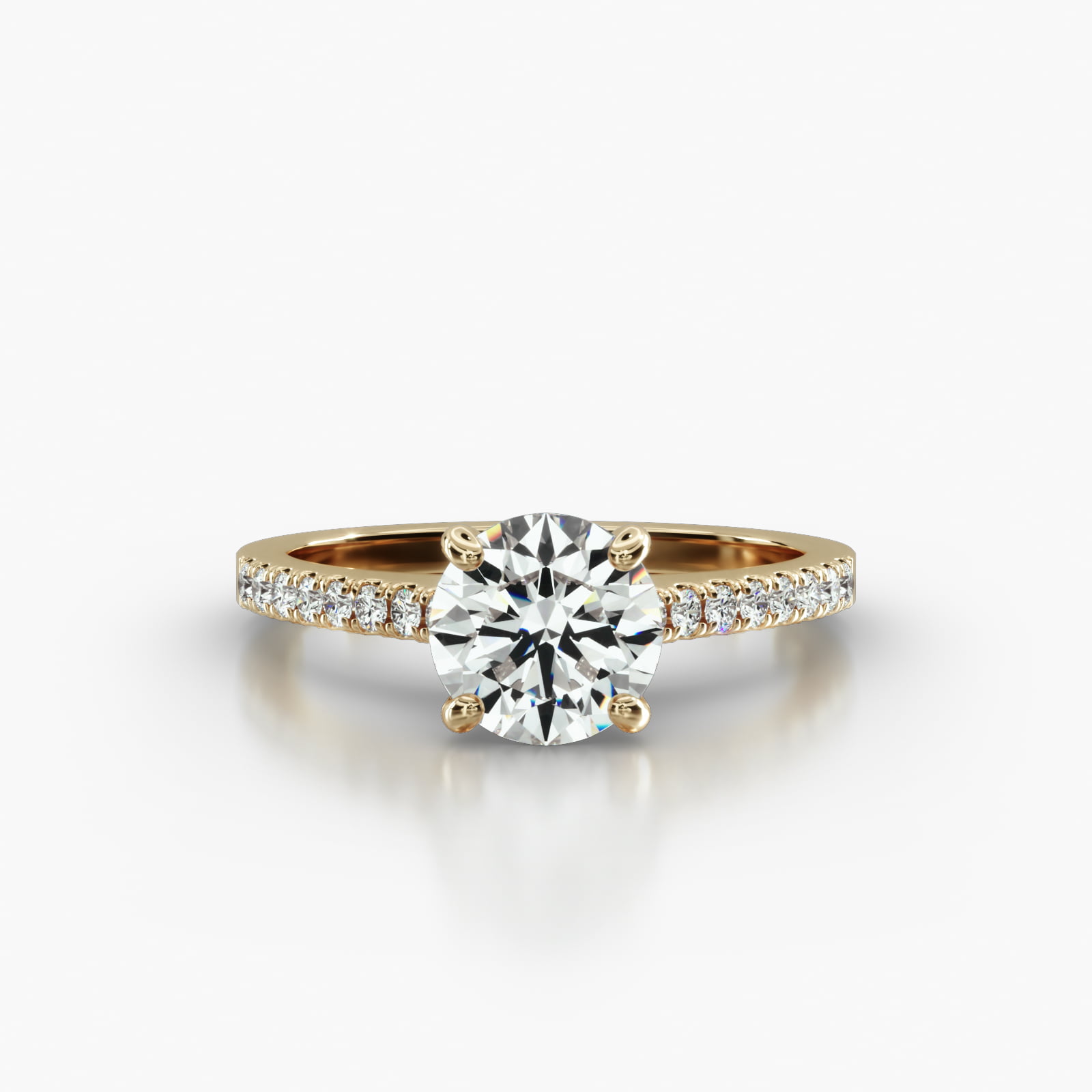 Cathedral Petite Pavé Engagement Ring Embellished With a Classic Basket Head