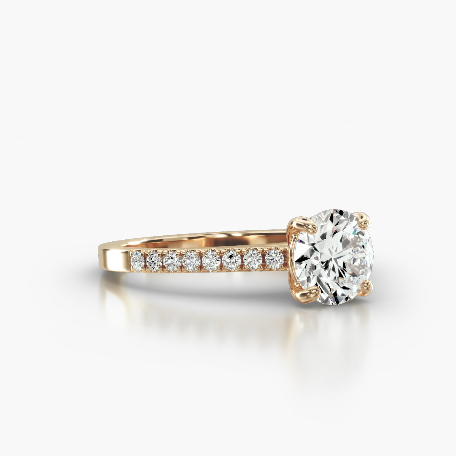 Cathedral Petite Pavé Engagement Ring Embellished With a Classic Basket Head