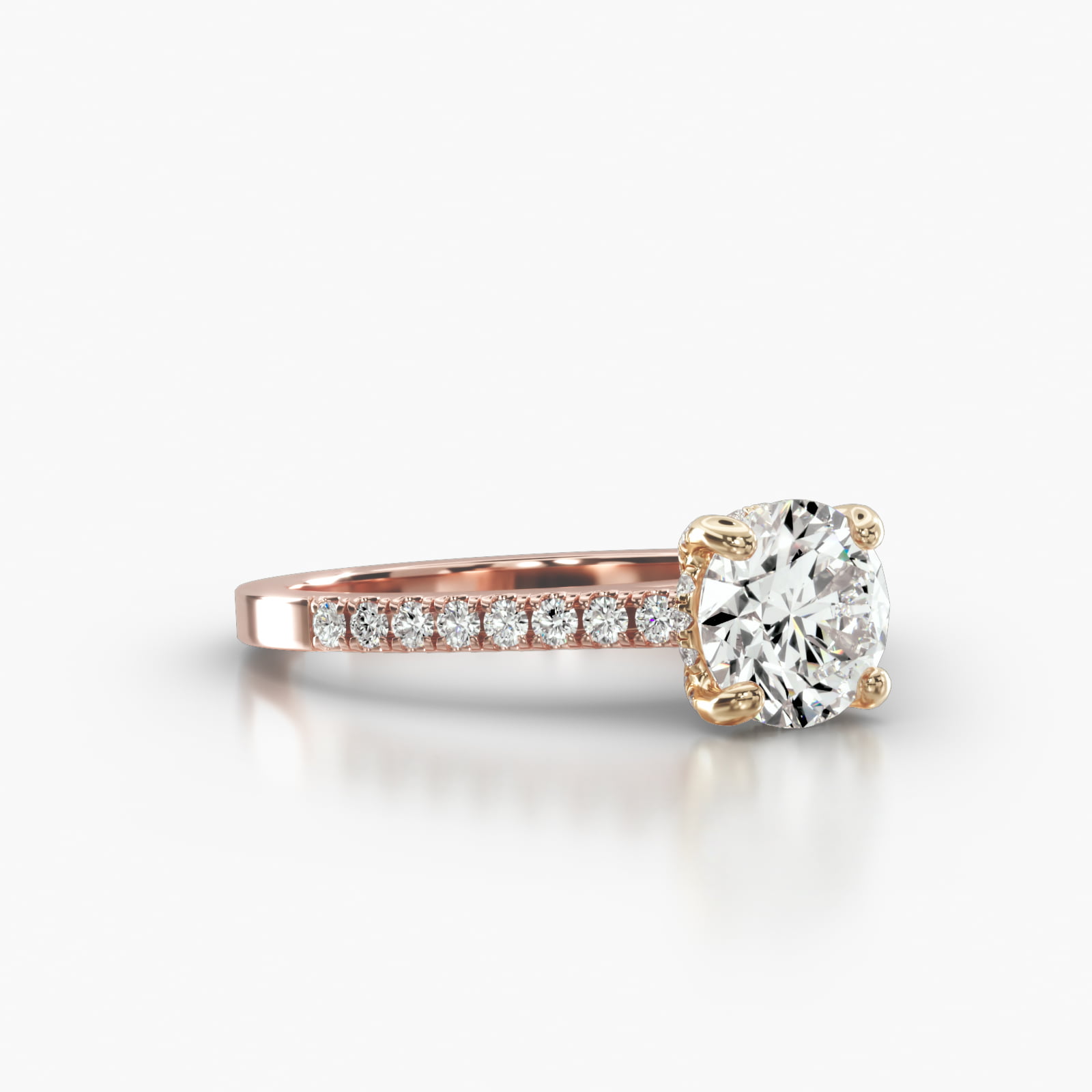 Cathedral Petite Pavé Engagement Ring Embellished With a Classic Pavé Basket Head