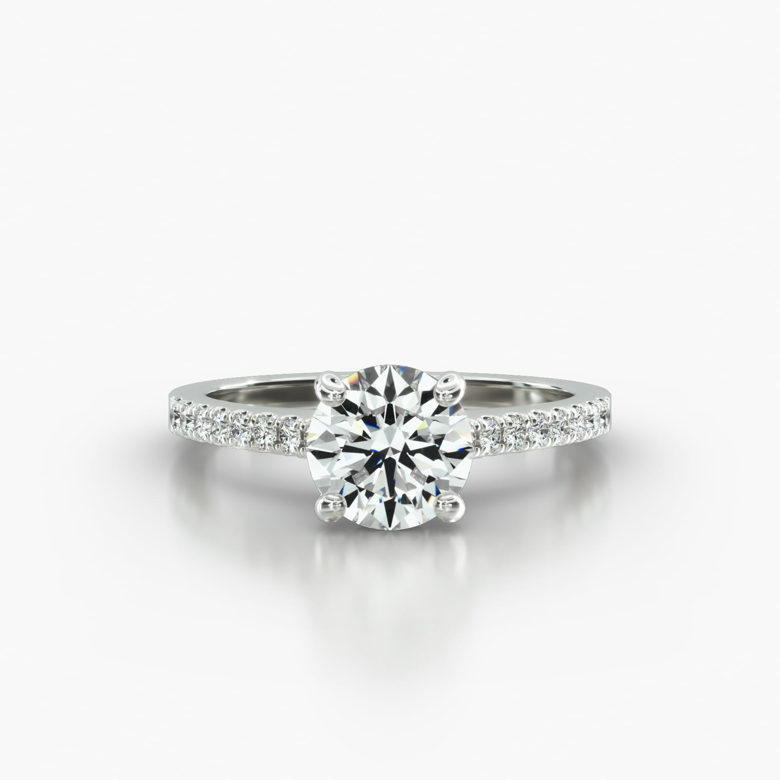 Cathedral Petite Pavé Engagement Ring Embellished With a Classic Pavé Basket Head