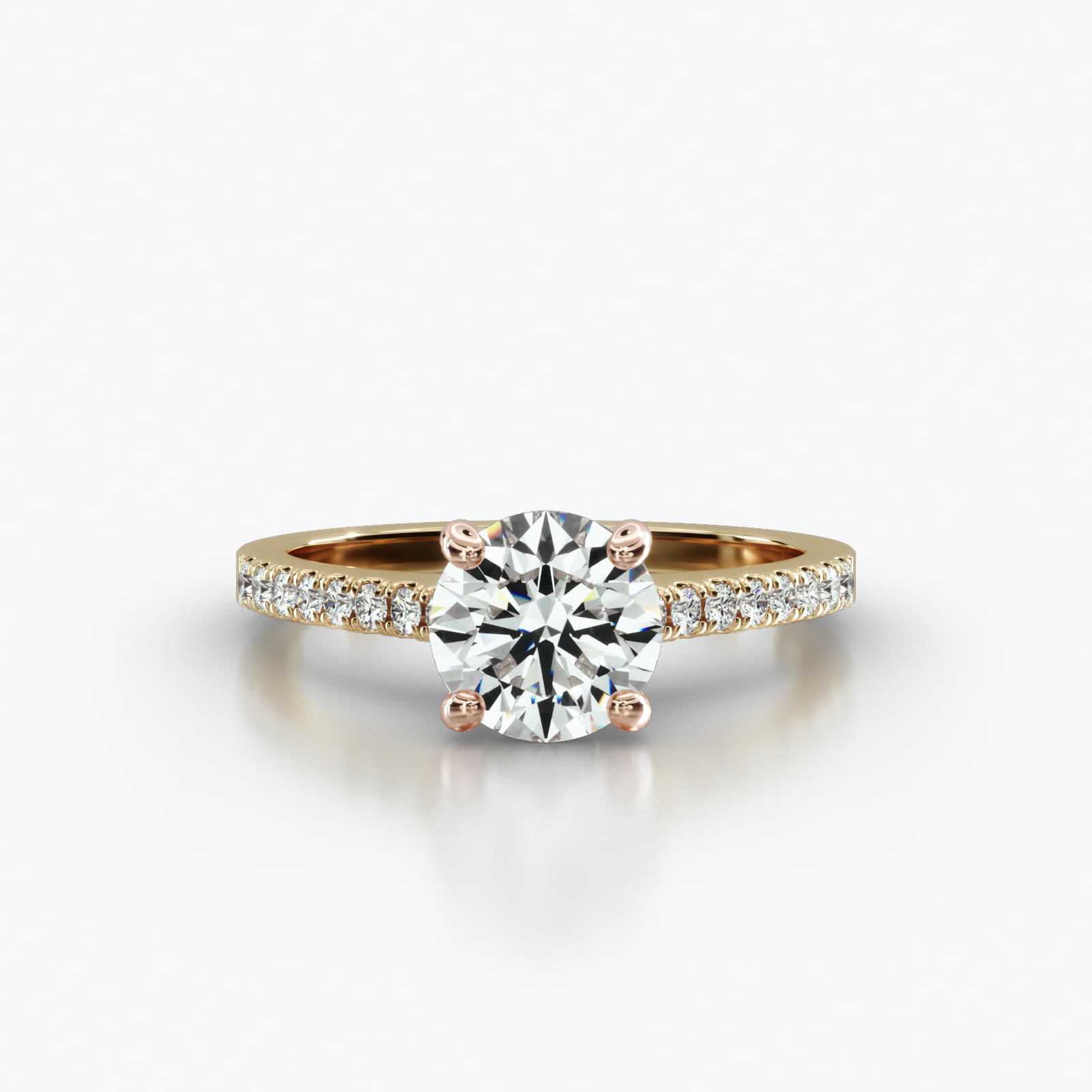 Cathedral Petite Pavé Engagement Ring Embellished With a Classic Pavé Basket Head