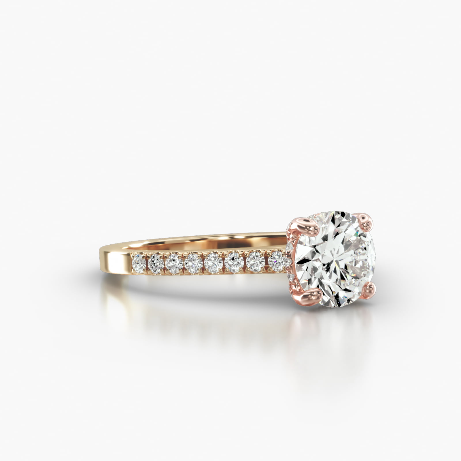 Cathedral Petite Pavé Engagement Ring Embellished With a Classic Pavé Basket Head
